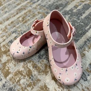 used mini melissa light pink little flower cute shoe！Only $15 no box！